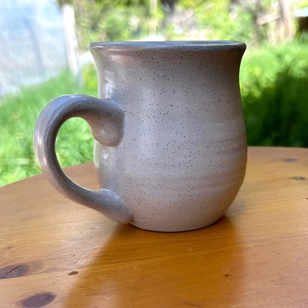 Vintage‎ Speckled Ceramic Coffee Mug Cream Handmade Pottery Artisan Neutral Grey
